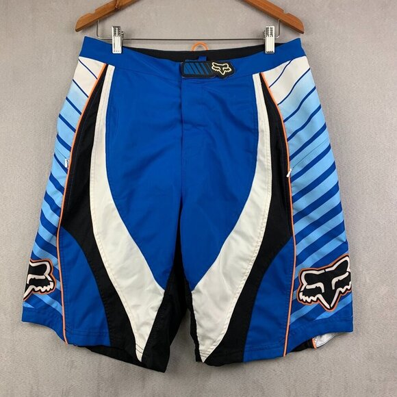 Fox Other - Fox Racing Mens Motocross Shorts 32 Blue Colorblock Cargo Zip Pockets Biking MTB